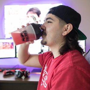 castro drinking g fuel, a streamer and youtuber in the internet