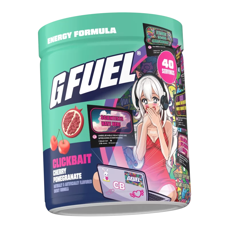 ⁦مشروب جي فيول كليك بيت 40 حصة استعمال, G fuel clickbait flavor 40 servings tube.⁩ - الصورة ⁦3⁩